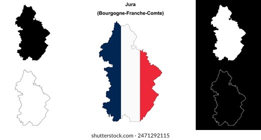 Jura department outline map set