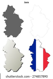 Jura (Franche-Comte) outline map set
