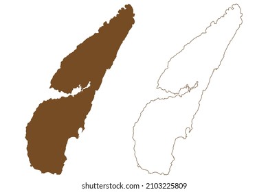 Jura island (United Kingdom of Great Britain and Northern Ireland, Scotland, Inner Hebrides) map vector illustration, scribble sketch Isle of Jura map