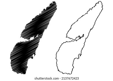 Jura island (United Kingdom of Great Britain and Northern Ireland, Scotland, Inner Hebrides) map vector illustration, scribble sketch Isle of Jura map