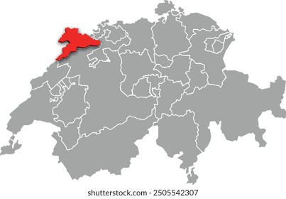 jura map ADMINISTRATIVE DIVISIONS of SWITZERLAND 3d isometric map