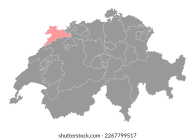 Jura map, Cantons of Switzerland. Vector illustration.