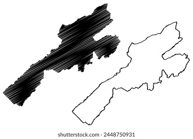 Jura-Nord vaudois District (Switzerland, Swiss Confederation, Canton of Vaud, Waadt or Vôd) map vector illustration, scribble sketch Bezirk Jura Nord vaudois map