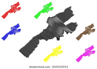 Distrito de Jura-Nord vaudois (Suíça, Confederação Suíça, Cantão de Vaud, Waadt ou Vôd) mapa ilustração vetorial, esboço de rabisco Mapa de Bezirk Jura Nord vaudois