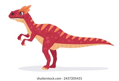 Jurassic carcharodon predator. Cartoon carnotaurus dinosaur, meat-eating carcharodontosaurus dino, ancient carnivorous reptile flat vector illustration. Carcharodon dinosaur on white