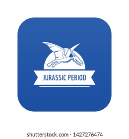 Jurassic cute icon blue vector isolated on white background