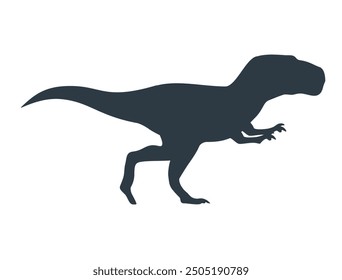 Jurassic dino dinosaur icon. Silhouette of t-rex isolated on white background. Vector illustration