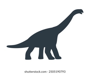 Jurassic dino dinosaur icon. Silhouette of brachiosaurus isolated on white background. Vector illustration