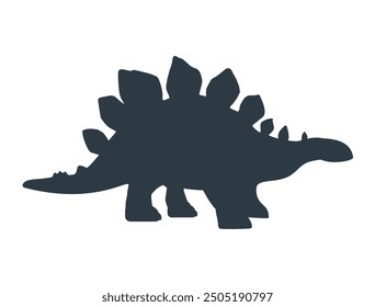 Jurassic dino dinosaur icon. Silhouette of stegosaurus isolated on white background. Vector illustration