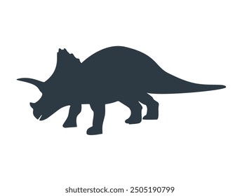 Icono de dinosaurio dinosaurio jurásico. Silueta de triceratops aislados sobre fondo blanco. Ilustración vectorial