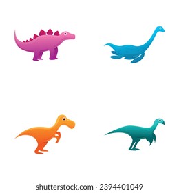 Jurassic dino icons set cartoon vector. Cute little dinosaur. Cartoon character