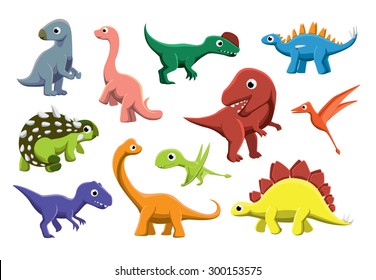 Jurassic Dinosaurs Cartoon Vector Illustration