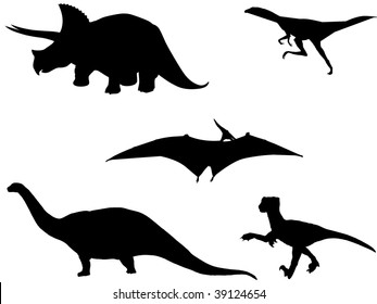 jurassic dinosaurs vector silhouette