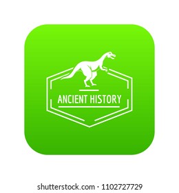 Jurassic icon green vector isolated on white background