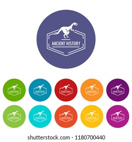 Jurassic icons color set vector for any web design on white background