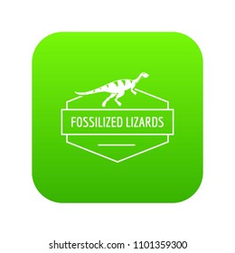 Jurassic lizard icon green vector isolated on white background