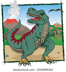 Jurassic nature, illustration of a dinosaur Tyrannosaurus rex. Ideal for educational and informative materials