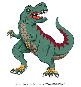 Jurassic nature, illustration of a dinosaur Tyrannosaurus rex. Ideal for educational and informative materials