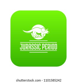 Jurassic period icon green vector isolated on white background