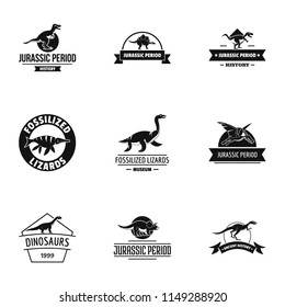 Jurassic period logo set. Simple set of 9 jurassic period vector logo for web isolated on white background
