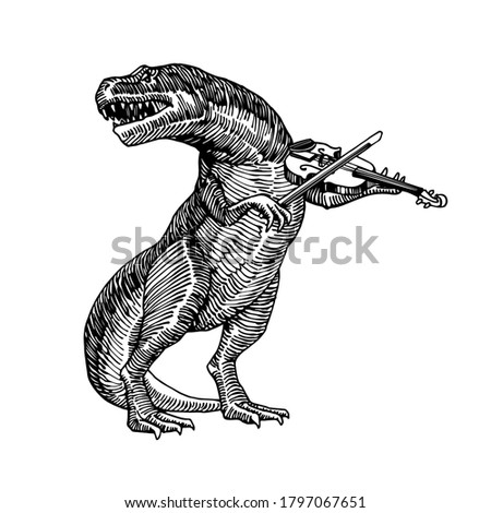 Similar – Image, Stock Photo Musician playing violin. Ink black and white drawing
