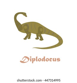 Jurassic reptile. Dinosaur vector illustration in modern flat design. Diplodocus Isolated on white background. Vector eps10