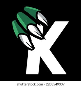  Jurassic style letter K. Mascot sports logo design