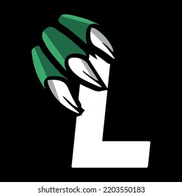  Jurassic style letter L . Mascot sports logo design