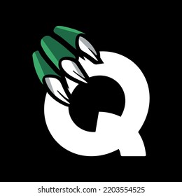  Jurassic style letter Q. Mascot sports logo design