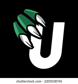  Jurassic style letter U. Mascot sports logo design