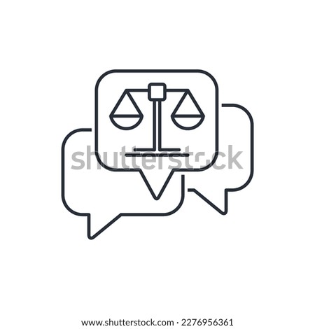 juridical comment. Legal support. Vector linear icon isolated on white background.