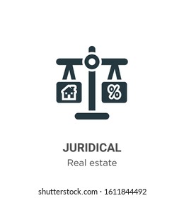 Juridical glyph icon vector on white background. Flat vector juridical icon symbol sign from modern real estate collection for mobile concept and web apps design.