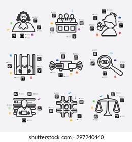 jurisprudence line infographic illustration. Fully editable vector file