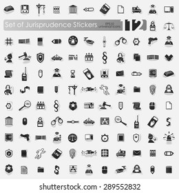 jurisprudence vector sticker icons with shadow. Paper cut