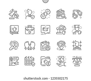 Jurisprudence Well-crafted Pixel Perfect Vector Thin Line Icons 30 2x Grid for Web Graphics and Apps. Simple Minimal Pictogram