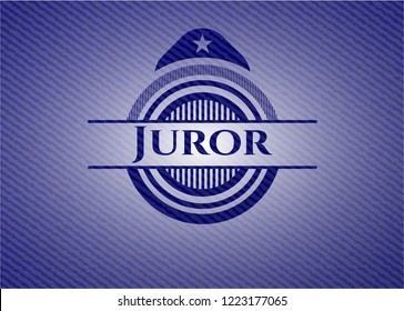 Juror badge with denim background