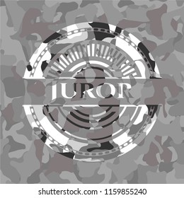 Juror on grey camouflaged pattern