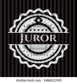 Juror silvery emblem or badge. Vector Illustration. Mosaic.
