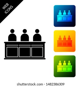 Jurors icon isolated on white background. Set icons colorful square buttons. Vector Illustration
