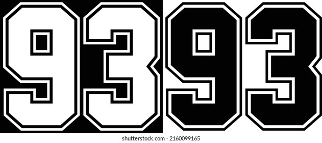 Jursey Number 93 for Tshirt Design