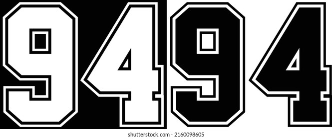 Jursey Number 94 for Tshirt Design