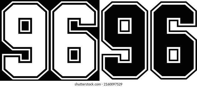 Jursey Number 96 for Tshirt Design