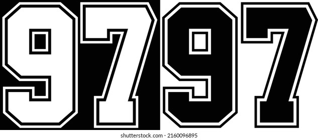 Jursey Number 97 for Tshirt Design