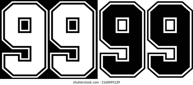 Jursey Number 99 for t-shirt design