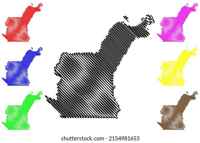 Jurua municipality (Amazonas state, Municipalities of Brazil, Federative Republic of Brazil) map vector illustration, scribble sketch Jurua map