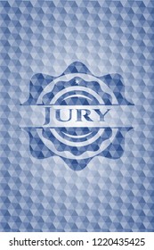 Jury blue emblem with geometric pattern.