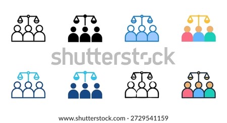 Jury Duty icons set multiple style collection. Editable stroke 
