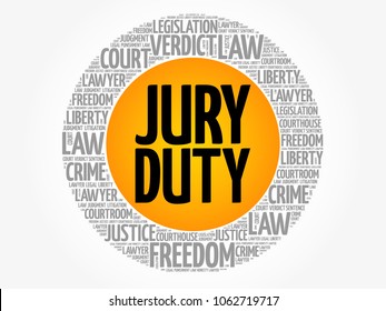 Jury Duty word cloud collage, law concept background