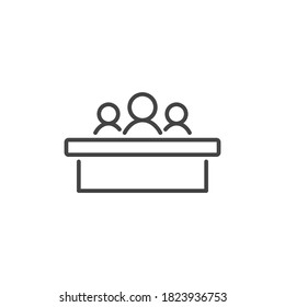 jury group committee icon, jurors linear sign on white background - editable vector illustration eps10