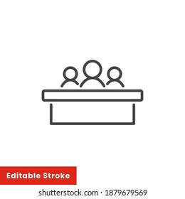 jury group committee icon, jurors linear sign on white background - editable stroke vector illustration eps10